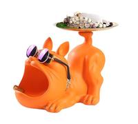 Decorative Resin Bulldog Figurine, Storage Box, Aesthetic Desk Organizer For Living Room Entryway Table | Key Bowl - Bulldog Jewelry Dish | Key Holder Bowl Candy Dish Bulldog Jewelry Tray