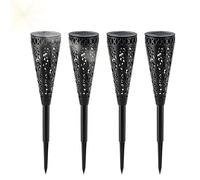 Decorative Solar Lights 4 Vintage Hollow Out LED Yard Art Outdoor Lamp