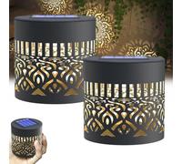 Decorative Solar Mandala Lights, Solar Mandala Lights Outdoor,Mandala Theme Waterproof Fence Light for Garden Post Patio Backyard Yard Decor (2 pcs)