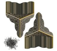 Decorative Stair Dust Corners, 100 protectores de esquina retro de la caja, Wear-Resistant Dust Corners for Wooden Steps, Decorative Antique Edge Guard, Printed Wooden Box Corner Protection