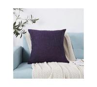 Decorative Throw Pillow Covers Set of 2 Linen Textured Cushion Cover for Couch, Sofa, Chair, Living Room, 18x18 inch,Deep purple