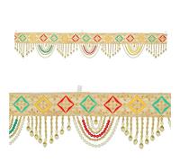 Decorative Toran Door Hanging Artificial Velvet Cloth Bandanwar Bead Wall Main Entrance Temple Living Room Home Valance Wedding Endearment Indian Traditional Festival Decor(Size:-35" X6")(Multicolor)