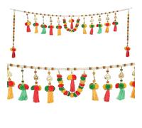 Decorative Toran Door Hanging Design Beads and Tassels Wall Toran Wall Hanging for Main Entrance Home Temple Living Room Traditional Festival New year Decorations (Size:-35"X7")(Multicolour)