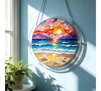 Decorative Window Suncatcher, Crystal Accents Wall Decor, 7.87x0.39 Inch Rainbow Maker Window Suncatcher Ornament for Indoor Home Garden, Spring Hanging Art, for Mother Grandma Backyard Tree