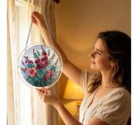 Decorative Window Suncatcher, Crystal Accents Wall Decor, 7.87x0.39 Inch Rainbow Maker Window Suncatcher Ornament for Indoor Home Garden, Spring Hanging Art, for Mother Grandma Backyard Tree