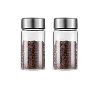 Decorativo 2 recipientes de cristal for almacenamiento de té, recipientes de café, recipiente de almacenamiento de alimentos for servir cocina con tapa de metal sellada, tarro de cristal transparente