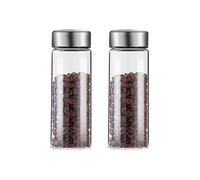 Decorativo 2 recipientes de cristal for almacenamiento de té, recipientes de café, recipiente de almacenamiento de alimentos for servir cocina con tapa de metal sellada, tarro de cristal transparente