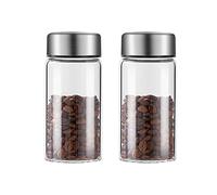 Decorativo 2 recipientes de cristal for almacenamiento de té, recipientes de café, recipiente de almacenamiento de alimentos for servir cocina con tapa de metal sellada, tarro de cristal transparente