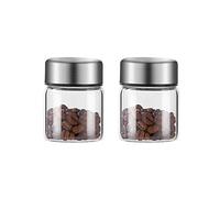 Decorativo 2 recipientes de cristal for almacenamiento de té, recipientes de café, recipiente de almacenamiento de alimentos for servir cocina con tapa de metal sellada, tarro de cristal transparente