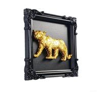 Decorativo 3D León Oro Resina Negra Decorativo 3D León Oro(Leopard A)