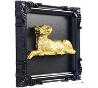 Decorativo 3D León Oro Resina Negra Decorativo 3D León Oro(Leopard C)