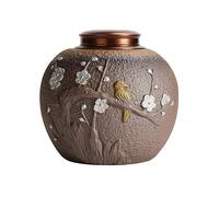 Decorativo Almacén de té de cerámica rugosa Vintage, recipiente grande for té de hojas sueltas, tarro de almacenamiento sellado de doble capa de cerámica Contenedor