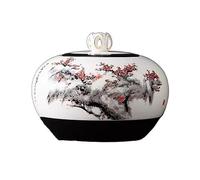 Decorativo Bote de té de cerámica pintado a mano, tarro de almacenamiento sellado multifuncional grande, almacén de té de lujo for té de hojas sueltas Contenedor(Negro)