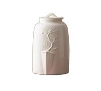 Decorativo Bote de té de flor de ciruelo en relieve de porcelana blanca, tarro de sellado grande for el hogar, bote vacío, adornos decorativos de cerámica Contenedor(Pequeño)