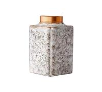 Decorativo Bote de té de flores de té de hojas sueltas, bote de cerámica pequeño for almacén de té, bote de sellado en espiral de Metal, botes de té pequeños Vintage cuadrados Contenedor(Blanco)