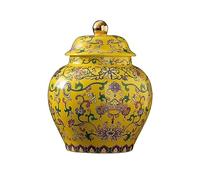 Decorativo Bote de té esmaltado clásico de lujo, tarro de sellado de té negro grande de cerámica, té verde, tarro de almacenamiento for el hogar Contenedor(Yellow)