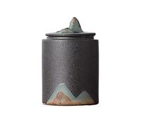 Decorativo Bote pequeño de té de hojas sueltas pintado a mano, tarro de sellado no tejido de cerámica Retro chino, tarro de almacenamiento de cocina Contenedor(Negro)