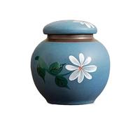 Decorativo Bote redondo sellado, bote de té mediano, caja vacía, tarro de almacenamiento multifuncional de cerámica, almacén de té Vintage Contenedor(Blue)
