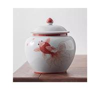 Decorativo Botes de té Koi pintados a mano, tarro de sellado de Color bajo vidriado, botes vacíos multifuncionales chinos grandes for el hogar Contenedor(Red,Grande)
