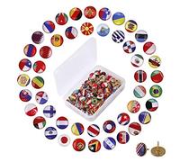 Decorativo Chinchetas 100 Piezas Tachuelas de Bandera Nacional Pines de Empuje de Mapa de País para Tablón de Anuncios Mapa y Oficina