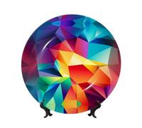 decorativo con patrón poligonal multicolor, 15 cm, apto para microondas, horno y lavavajillas, resistente a arañazos, ideal para decorar la sala de estar, la entrada o como regalo para el hogar.