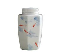 Decorativo Elegantes latas de té de cerámica pintadas a mano con forma de pez y tapa hermética, tarro de porcelana de cerámica for té suelto, especias, granos de café, hierbas, especias, azúcar y más
