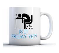Decorativo Escritura is it Friday Yet? Stick Man at desk - impreso taza