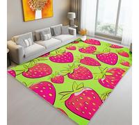 Decorativo Fresas Fondo Colorido Alfombras para Sala de Estar 40 x 60 cm, Alfombra Antideslizante Lavable de Pelo Corto, Suave y Duradera para Sala Dormitorio y Oficina Polvo Verde