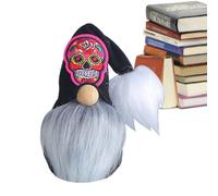 Decorativo Halloween Figura Decorativa Vertical con Base Rellena de | Sin Rostro con Diseño de Calavera y Sombrero para Escaparate Navideño, Dormitorio, Salón y Estantería