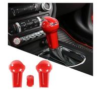 Decorativo Interior 3 Unids/Set para Mustang 2015-2019 Fibra De Carbono Real Interior del Coche Perilla De Palanca De Cambios Panel Cubierta Pegatina Embellecedora Interior Automóvil(Red B)