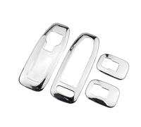 Decorativo Interior ABS Cromado Puerta De Coche Ventana Elevador Botón Círculo Cubierta Pegatina Embellecedora Para Peugeot 2008 2014-2019 Interior Coche(Glossy Silver)
