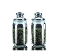 Decorativo Juego de 2 tarros de cristal redondos, latas de té, latas de café con tapas herméticas, tarros de cristal lisos y transparentes, pasta de café, azúcar, té, aperitivos, frutos secos, tarro d