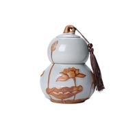 Decorativo Lata de té de calabaza con tapa hermética y asa de transporte. Lata de cerámica for guardar té suelto, café, azúcar, frutos secos, hierbas y especias. Contenedor(Grey,Grande)