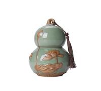 Decorativo Lata de té de calabaza con tapa hermética y asa de transporte. Lata de cerámica for guardar té suelto, café, azúcar, frutos secos, hierbas y especias. Contenedor(Green,Pequeño)