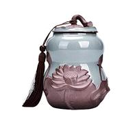 Decorativo Lata de té de cerámica con forma de calabaza de Ge Kiln, lata de cerámica sellada for el hogar, lata de té suelta, almacenamiento de té, contenedor de almacenamiento de té, latas, tarro for