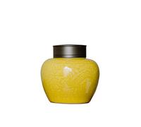 Decorativo Lata de té de cerámica de estilo chino vintage con tapas dobles herméticas y esmalte de nube de dragón oriental auspicioso, tarros de almacenamiento de té amarillo, latas de té, latas de té