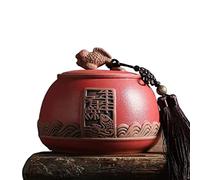 Decorativo Lata de té suelta de cerámica rugosa retro, lata de té ... Contenedor(Red,Grande)