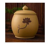 Decorativo Latas de té de arena púrpura china Tanque de almacenamiento de tanque sellado de cerámica de color caqui con patrón de loto Decorar for mantener seco y almacenar hojas de té sueltas Contene