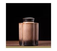 Decorativo Latas de té selladas de cerámica con superficie esmaltada marrón de estilo chino, recipientes de almacenamiento de alimentos retro, tarro de almacenamiento de azúcar, puede almacenar té, mi