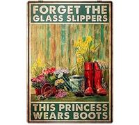 Decorativo Metal Cartel Puerta Olvídate De Las Zapatillas De Cristal, Esta Princesa Lleva Botas. Placa Metálica Para La Pared Duradero Cartel Placa Para Garaje Cafetería Oficina S