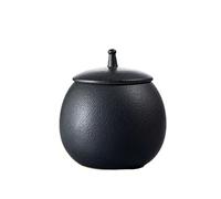 Decorativo Mini bote de té portátil de porcelana for té suelto, bote de té de cerámica mate con tapa sellada, 210 ml Contenedor(Negro)