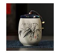 Decorativo Mini lata de té de cerámica gruesa de estilo chino con tapa de tela pintoresca, recipientes de cerámica for almacenar té suelto, bote sellado multifunción, tarro de té, recipientes for alma