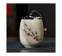 Decorativo Mini lata de té de cerámica gruesa de estilo chino con tapa de tela pintoresca, recipientes de cerámica for almacenar té suelto, bote sellado multifunción, tarro de té, recipientes for alma