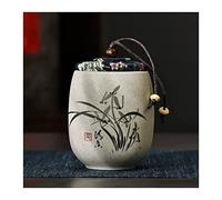 Decorativo Mini lata de té de cerámica gruesa de estilo chino con tapa de tela pintoresca, recipientes de cerámica for almacenar té suelto, bote sellado multifunción, tarro de té, recipientes for alma