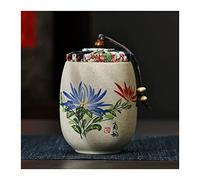 Decorativo Mini lata de té de cerámica gruesa de estilo chino con tapa de tela pintoresca, recipientes de cerámica for almacenar té suelto, bote sellado multifunción, tarro de té, recipientes for alma