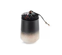 Decorativo Mini lata de té de cerámica portátil con tapa hermética de tela, bote de té for té suelto, tarro de cerámica de porcelana for almacenamiento de té y especias Contenedor(Black+White)
