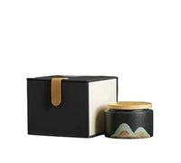 Decorativo Mini lata de té de cerámica portátil, lata de cerámica sellada retro, lata de té suelta con caja de regalo negra, recipiente for té con tapa hermética Contenedor(Negro)
