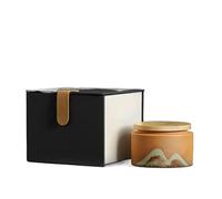 Decorativo Mini lata de té de cerámica portátil, lata de cerámica sellada retro, lata de té suelta con caja de regalo negra, recipiente for té con tapa hermética Contenedor(Orange)