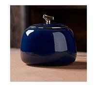 Decorativo Recipiente de cerámica brillante for almacenar té, latas, tarro con tapa hermética, hermoso recipiente for té, café, hierbas, azúcar, especias y nueces, 800 ml Contenedor(Blue)