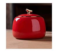 Decorativo Recipiente de cerámica brillante for almacenar té, latas, tarro con tapa hermética, hermoso recipiente for té, café, hierbas, azúcar, especias y nueces, 800 ml Contenedor(Red)